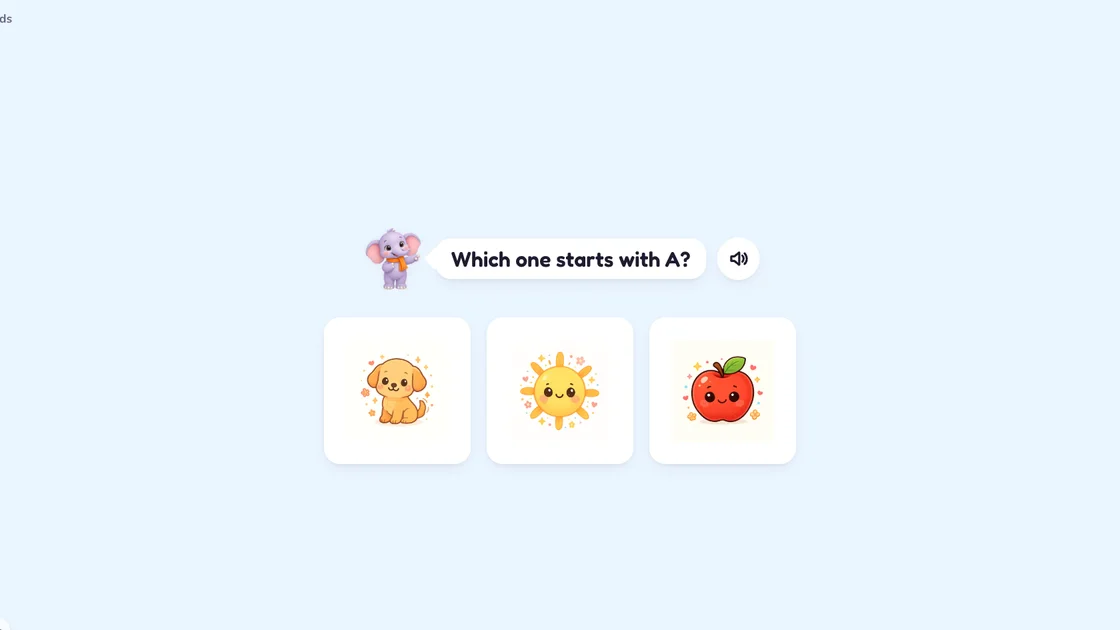 Choose the picture: Hear a word, tap the picture that matches it.